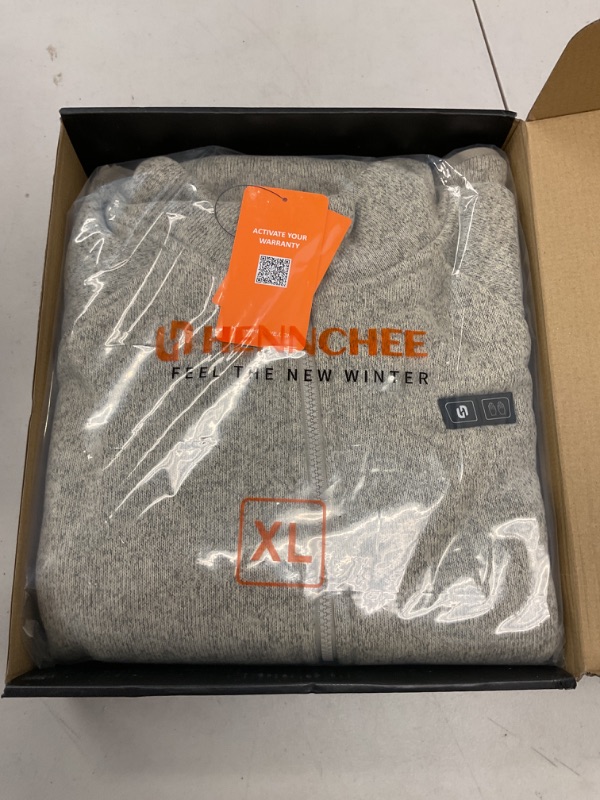 Photo 1 of HENNCHEE Heated Fleece Jackets for Women with 12V 16000mah Battery Pack, Zip Up Heating Sweater, Knitted Sweatshirt Coat Gray XL