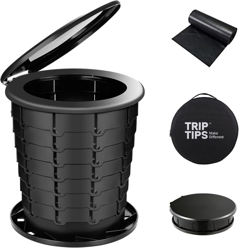 Photo 1 of TRIPTIPS Upgrade Retractable Portable Toilet Travel Toilet Adjustable Height Camping Toilet Portable Potty for Adults Kids, Foldable Portable Toilet for Camping/Car
