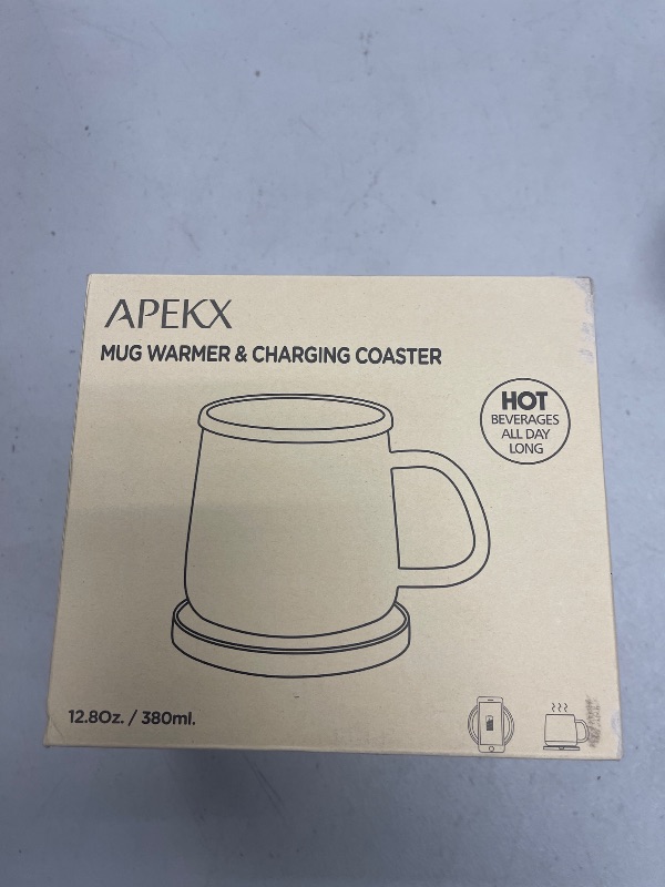 Photo 1 of APEKX Self-Heating Ceramic Coffee Mug - Stable 130°F Temperature, 15W Wireless Phone Charging, 12.8 fl oz Capacity - USB-C Enabled. (Black)