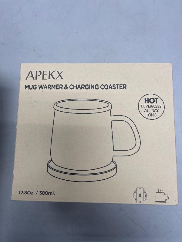 Photo 1 of APEKX Self-Heating Ceramic Coffee Mug - Stable 130°F Temperature, 15W Wireless Phone Charging, 12.8 fl oz Capacity - USB-C Enabled. (Black)