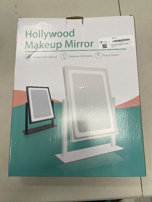 Photo 1 of IBRIGHTSO Vanity Mirror with Lights, Hollywood Makeup Mirror, Touch Control, 3 Color Lighting Modes, Dimmable, Detachable 10X Magnification Mirror, 360 Rotation (16in, White)