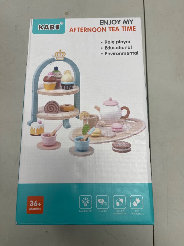 Photo 1 of Wooden Tea Party Set for Little Girls,Pretend Play Kitchen Accessories for Toddler 2-10 Years Old,20pcs Wooden Toys for 2 3 4 5 6 Year Old Girl Birthday Gift