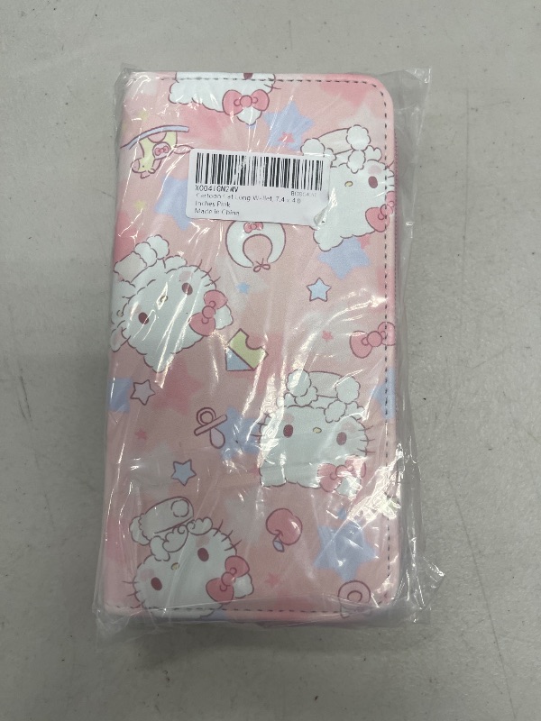 Photo 1 of BOBORAT Cartoon Cat Long Wallet, 7.4 x 4.0 Inches Pink Cute PU Leather Purse, Card Holder with Zipper Closure for Girls Women