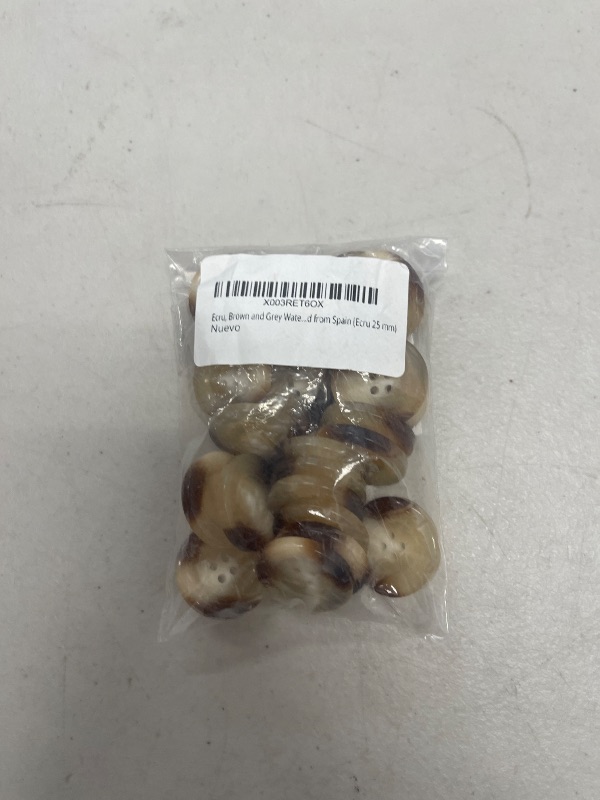 Photo 1 of Ecru, Brown and Grey Watercolour Buttons - Horn Buttons for Shirts, Jackets, Americans and Coats - Sewing Accessory - Made and Shipped from Spain (Ecru 25 mm)
