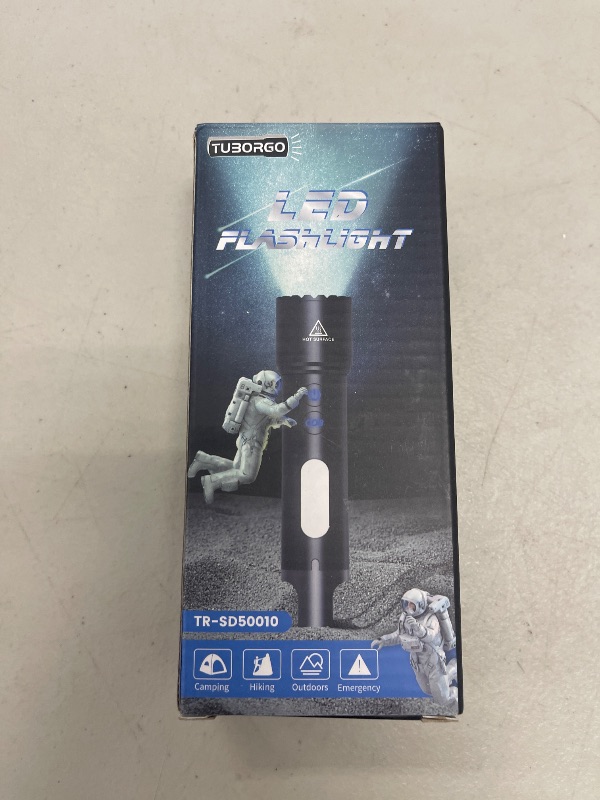 Photo 1 of TUBORGO Rechargeable Flashlight, LED Flashlights High Lumens, 10 Modes with COB Sidelight, Zoomable Small Tactical Waterproof Flash Light for Emergency Home Camping, Gifts for Men Women Adults