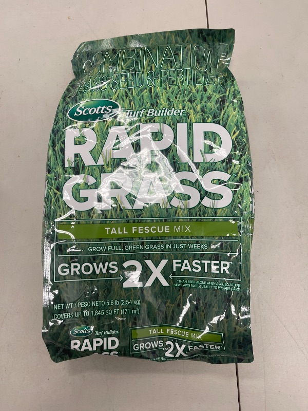 Photo 1 of Scotts Turf Builder Rapid Grass Tall Fescue Mix, Combination Seed and Fertilizer, Grows Green Grass in Just Weeks, 5.6 lbs.