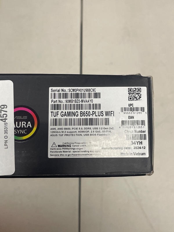 Photo 1 of ASUS TUF GAMING B650-PLUS WIFI AMD B650 AM5 Ryzen™ Desktop 9000 8000 and 7000 ATX motherboard