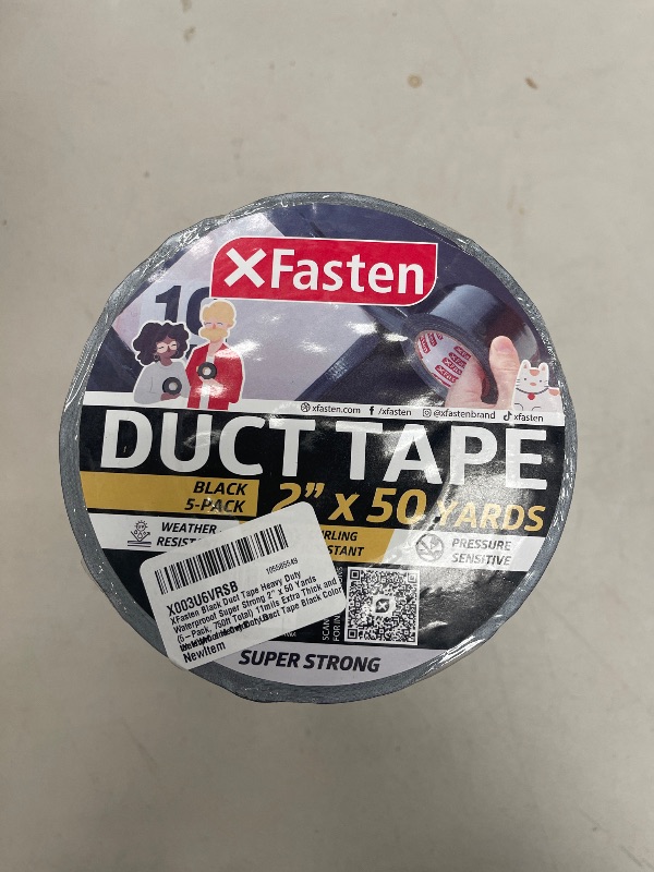 Photo 1 of XFasten Black Duct Tape Heavy Duty Waterprooof Super Strong 2” x 50 Yards (5-Pack, 750ft Total) 11mils Extra Thick and Waterproof Heavy Duty Duct Tape Black Color for HVAC and Outdoor Use
