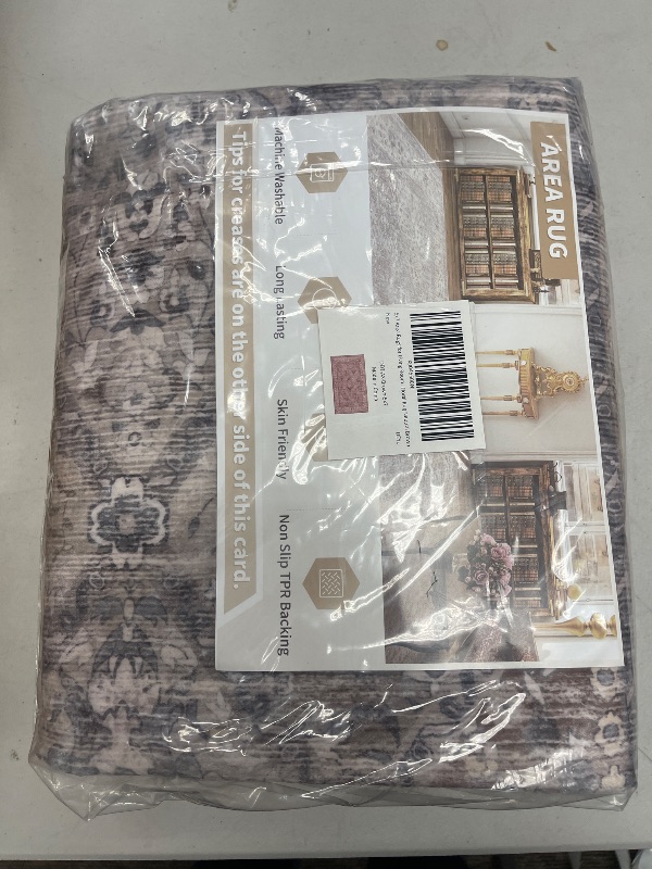Photo 1 of Brown Washable 5x7 Area Rugs for Living Room Rug Bedroom Rug-Carpet Neutral Moody Vintage Floral Dining Room Rugs Office Soft Comfortable Non Slip