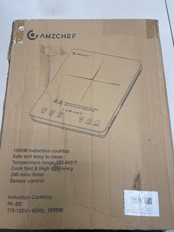 Photo 1 of AMZCHEF Portable Induction Cooktop 20 Temperature & Power Levels, 1800W Induction Stove Burner with 5.9" Heating Coil, Low Noise Hot Plate Single Electric Cooktops Countertop Stove with Timer