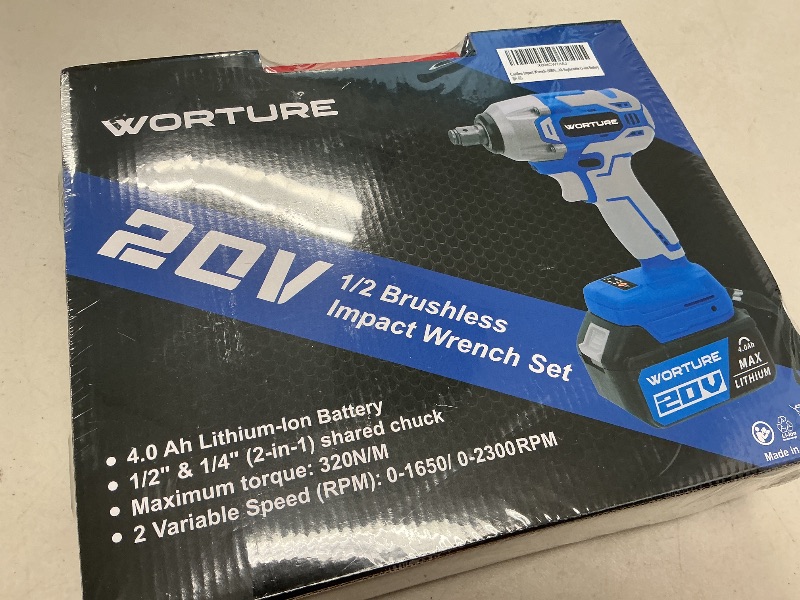 Photo 1 of Cordless Impact Wrench, 1/2" Brushless Impact Gun (450N.m), 20V High Torque Power Impact Driver, 2x4.0Ah Batteries Electric Impact with 2 Speeds for Car Bike Repair/Home DIY