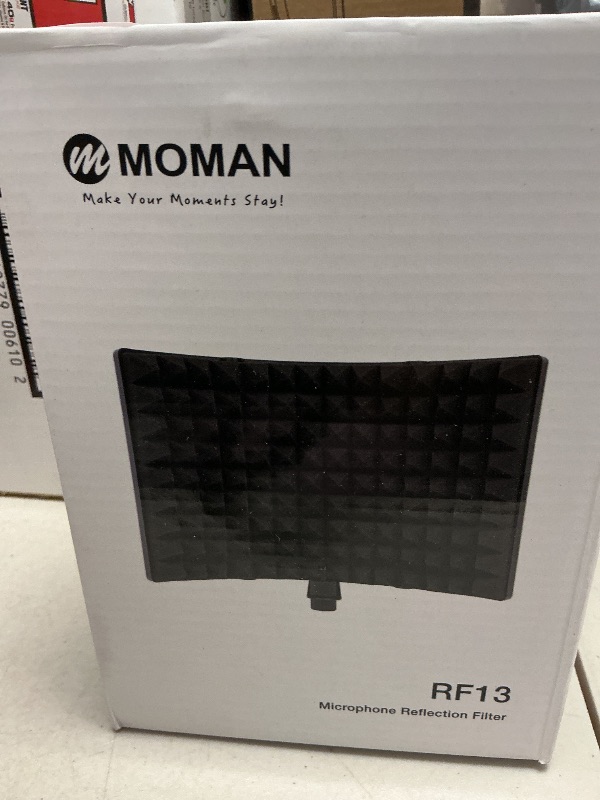 Photo 1 of Isolation Shield, Moman RF13 Mic Shield with Three-layer Noise Suppression, Reflection Filter with 3/8" & 5/8" Adapters for Studio Recording, Podcast, Isolation-Shield-Microphone-Absorbing-Reflector