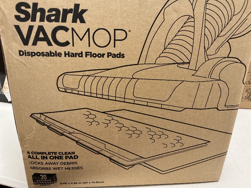 Photo 1 of Shark VACMOP Disposable Hard Floor Pad Refills, Compatible with VM252 & VM180, No-touch Disposal, For use on ALL Sealed Floors - Stone, Hardwood, Laminate & Tile, (Pack of 3, 30 Count Total), VMP30
