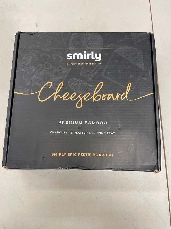 Photo 1 of Smirly Charcuterie Board Set - Large Bamboo Cheese Board for Serving - House Warming Gifts New Home, Wedding & Bridal Shower Gift, Birthday Gift for Women