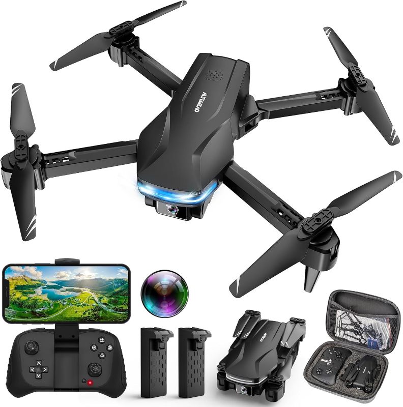 Photo 1 of Drone with Camera 1080P HD FPV Foldable Drone for Beginners and Kids, Quadcopter with Voice Gesture Control with Carrying Case, One Key Take Off/Land, Optical Flow Positioning, 360° Flip, Waypoint Fly