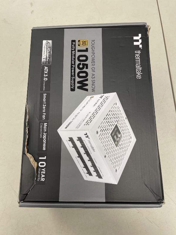 Photo 1 of Thermaltake Toughpower GF A3 Snow Edition 1050W 80+ Gold Full Modular SLI/Crossfire Ready ATX 3.0 Power Supply; PCIe Gen.5 600W 12VHPWR Connector Included; PS-TPD-1050FNFAGU-N; 10 Year Warranty