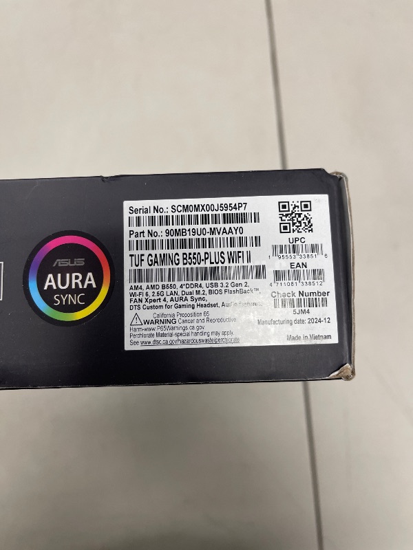 Photo 1 of ASUS TUF Gaming B550-PLUS WiFi II AMD AM4 (3rd Gen Ryzen™) ATX Motherboard (PCIe 4.0, 6, 2.5Gb LAN, BIOS Flashback, USB 3.2 2, Addressable 2 RGB Header and Aura Sync)