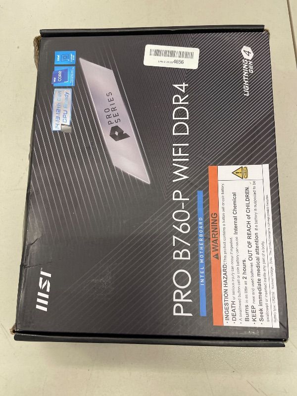 Photo 1 of MSI PRO B760-P WiFi DDR4 ProSeries Motherboard (Supports 12th/13th/14th Gen Intel Processors, LGA 1700, DDR4, PCIe 4.0, M.2, 2.5Gbps LAN, USB 3.2 Gen2, HDMI/DP, Wi-Fi 6E, Bluetooth 5.3, ATX)