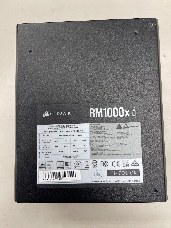 Photo 1 of Corsair RM1000x Shift Fully Modular ATX Power Supply - Modular Side Interface - ATX 3.1 & PCIe 5.1 Compliant - Zero RPM Fan Mode - 105°C-Rated Capacitors - 80 Plus Gold Efficiency - Black