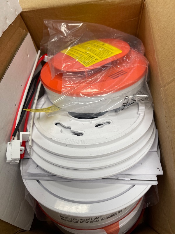 Photo 1 of Kidde Hardwired Smoke Detector, AA Battery Backup, Interconnectable, LED Warning Light Indicators, 4 Pack