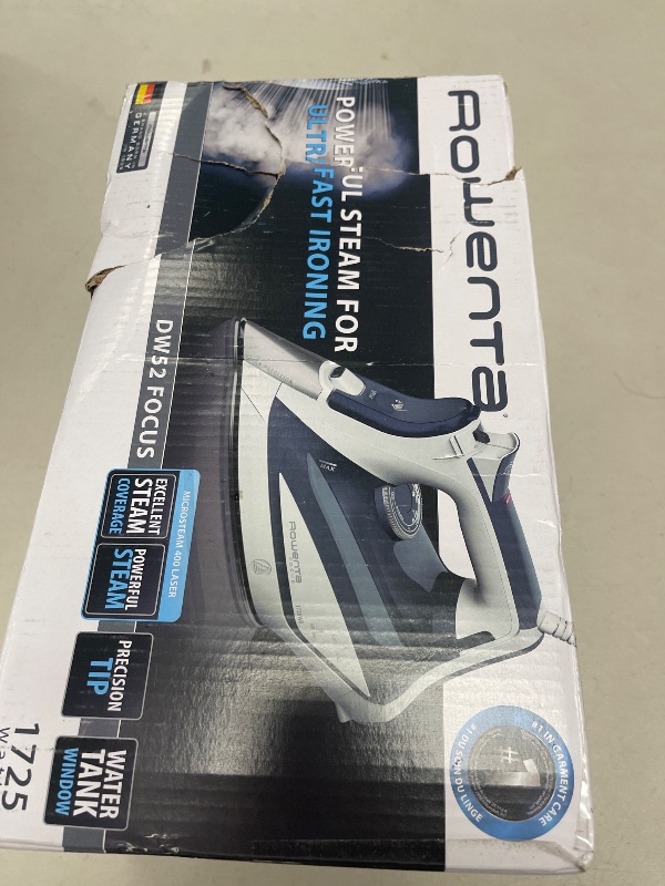 Photo 1 of Rowenta Iron Steamer for Clothes, Focus Stainless Steel Soleplate, 400 Microsteam Holes, Powerful Steam Iron, Lightweight, Leakproof, 1725 Watts