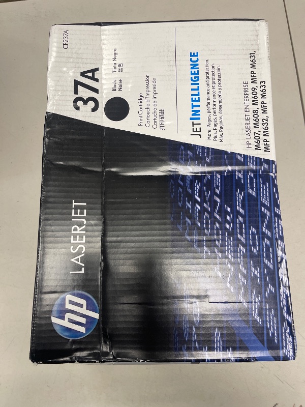 Photo 1 of HP 37A Black Toner Cartridge | Works with HP LaserJet Enterprise M607, M608, M609 Series, HP LaserJet Enterprise MFP M631, M632, M633 Series | CF237A