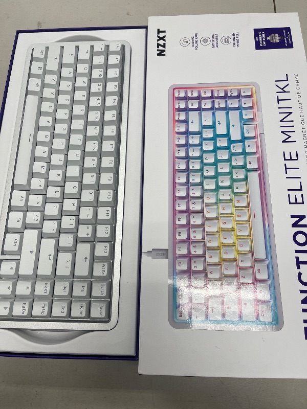 Photo 1 of NZXT Function Elite MiniTKL Magnetic RGB Gaming Keyboard - Adjustable Actuation, Dual-Rail Hall Effect Switches, Rapid Trigger, 8K Polling - Enhanced Typing Sound & Feel - US English Layout - White