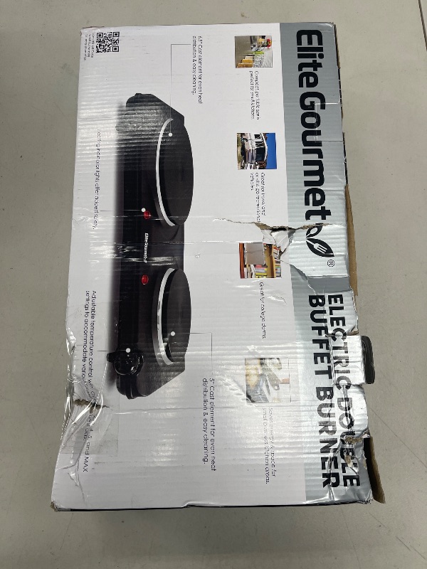 Photo 1 of Elite Gourmet EDB-302BF# Countertop Double Cast Iron Burner, 1500 Watts Electric Hot Plate, Temperature Controls, Power Indicator Lights, Easy to Clean, Black