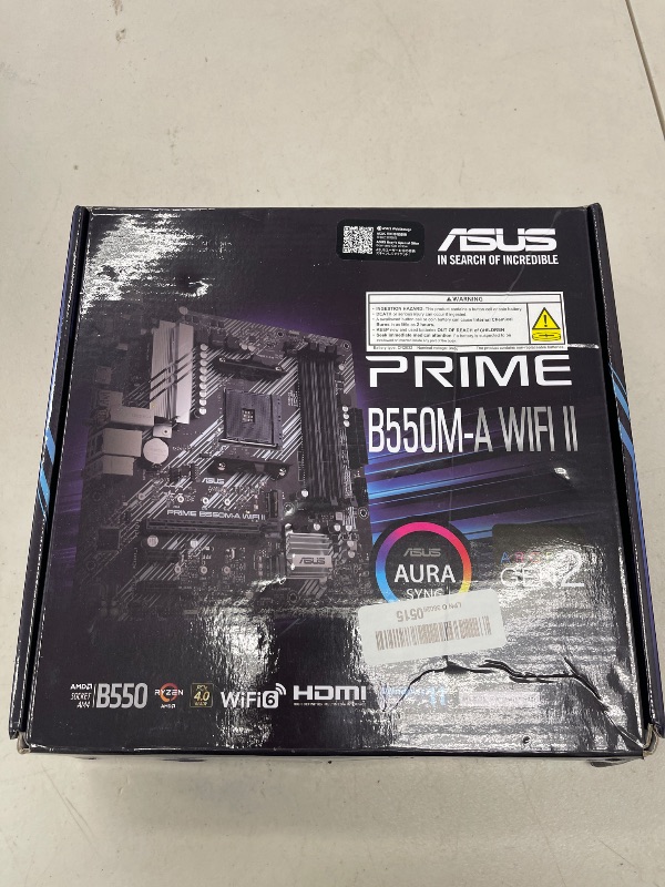 Photo 1 of ASUS Prime B550M-A WiFi II AMD Micro ATX Motherboard with PCIe 4.0, WiFi 6, ECC Memory, HDMI 2.1, RGB Header