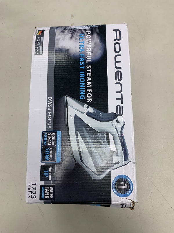 Photo 1 of Rowenta Iron Steamer for Clothes, Focus Stainless Steel Soleplate, 400 Microsteam Holes, Powerful Steam Iron, Lightweight, Leakproof, 1725 Watts