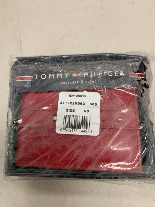 Photo 1 of Tommy Hilfiger Men's Leather Wallet – Slim Bifold with 6 Credit Card Pockets and Removable Id Window,RedOne Size