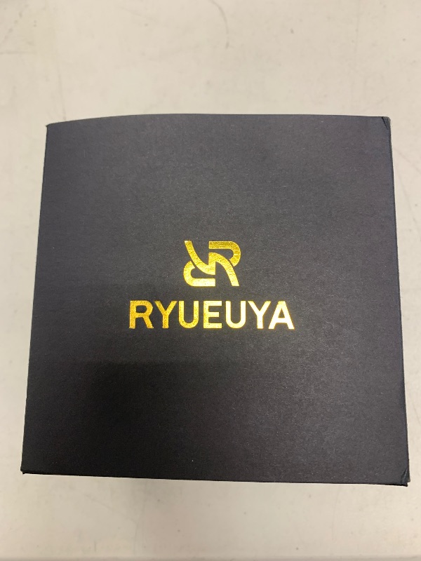 Photo 1 of RYUEUYA Luxury Stainless Steel Case Rubber Band for Apple Watch 44/45mm, Quick Release Replacement Leather Bands for Series 9/8/7/6/5/SE Iwatch,S-BR
