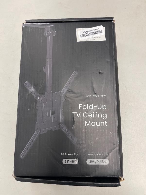 Photo 1 of Ceiling TV-Mount Flip Down Folding - 23-55'' Manual Drop Down TV Mount, Fits Flat and Pitched Roof, Height Adjustable, Swivel, Max Load 44 lbs, Max VESA 400x400 mm, Black