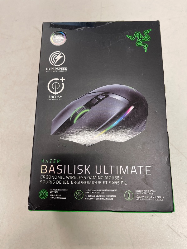 Photo 1 of Razer Basilisk Ultimate HyperSpeed Wireless Gaming Mouse: Fastest Gaming Mouse Switch - 20K DPI Optical Sensor - Chroma RGB Lighting - 11 Programmable Buttons - 100 Hr Battery - Classic Black