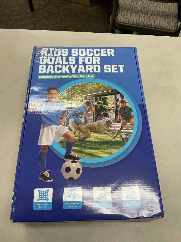 Photo 1 of Kids Soccer Goals for Backyard Set- 2 of 6X4/ 4X3 ft Toddler Soccer Goal Training Equipment with Soccer Ball, Ladder, Pop Up Soccer Net for Kids Age 3-5 4-6 6-8 8-12 10-12 Outdoor Games Sports Gift