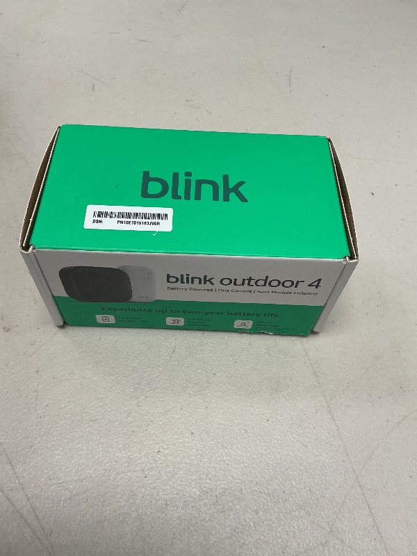 Photo 1 of Blink Outdoor 4 (newest model) – Wireless smart security camera, two-year battery life, 1080p HD day and infrared night live view, two-way talk. Sync Module Core included – 1 camera system