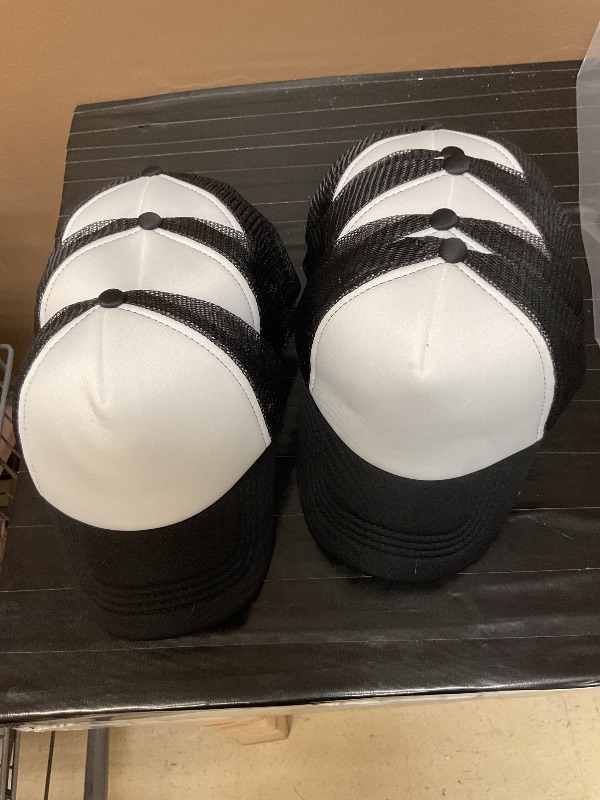 Photo 1 of 10 Pcs Sublimation Blank Trucker Hats Bulk Mesh Baseball Cap Polyester Mesh Trucker Hat for Men and Women (Black and White)