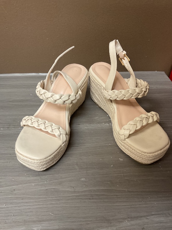 Photo 1 of Trish Lucia Womens Espadrille Wedge Sandals Platform Braided Open Toe High Heel Ankle Strap Buckle Summer Causal Dress Shoes size 8 