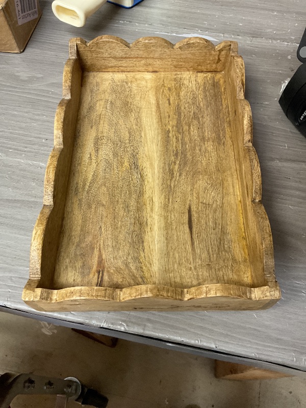 Photo 1 of Mango Wood Scalloped Tray, Natural