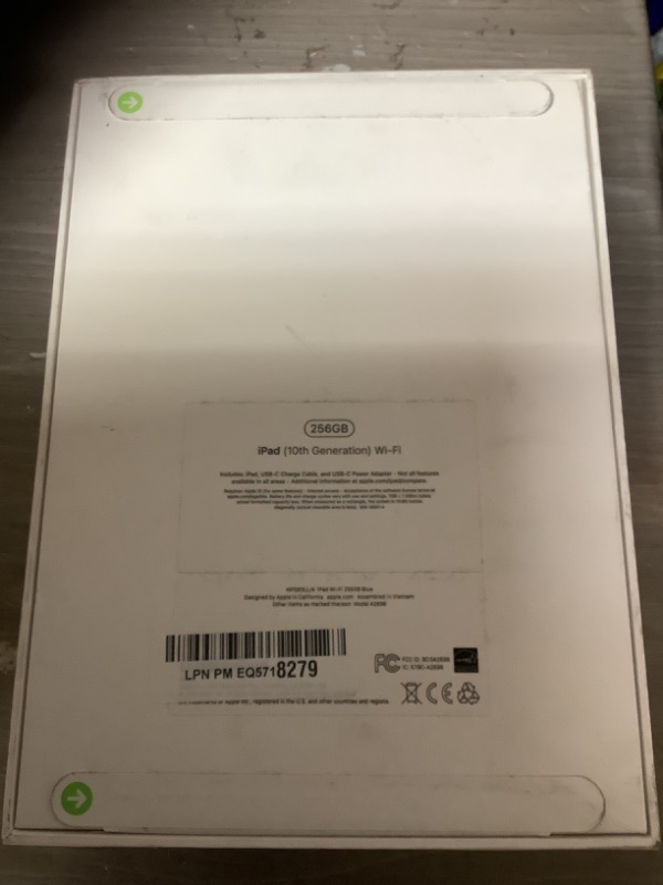 Photo 1 of Apple iPad (10th Generation): with A14 Bionic chip, 10.9-inch Liquid Retina Display, 256GB, Wi-Fi 6, 12MP front/12MP Back Camera, Touch ID, All-Day Battery Life – Blue