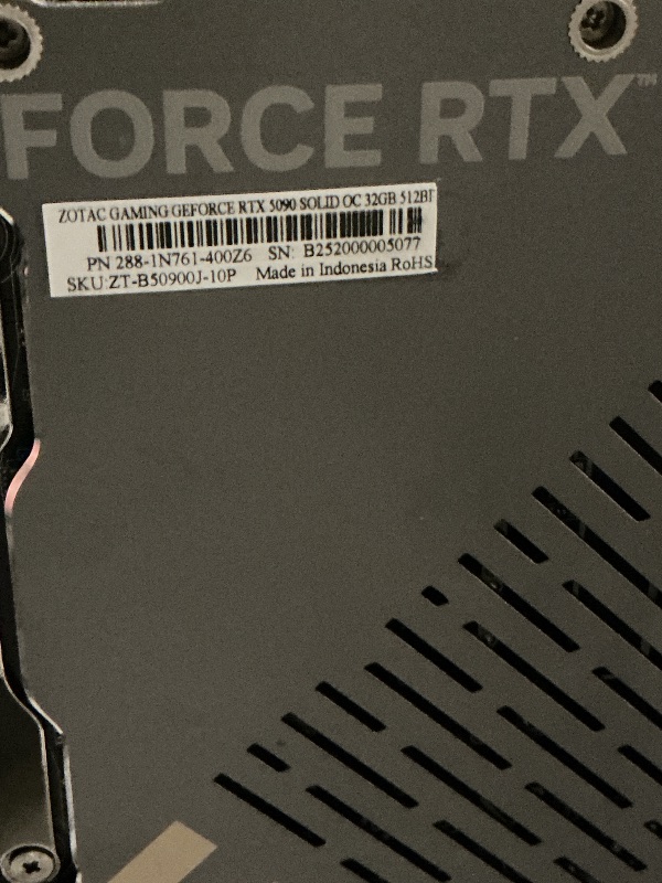 Photo 1 of ZOTAC Gaming GeForce RTX 5090 Solid OC NVIDIA 32 GB GDDR7, W129126720 (OC NVIDIA 32 GB GDDR7)