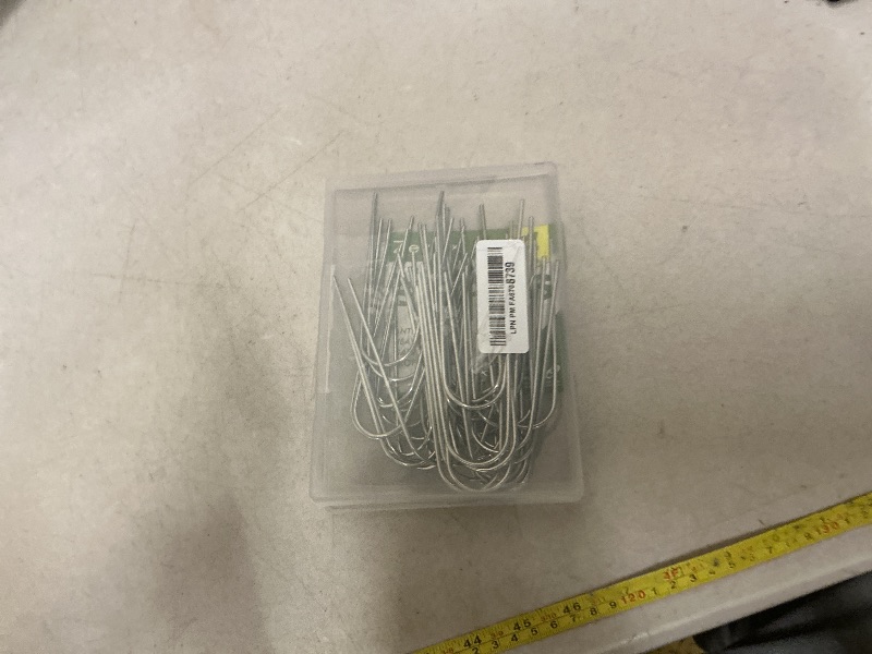 Photo 1 of 4 Inch 40 Pack 11 Gauge U - Shape Garden Stakes Set: Drip, Line & Irrigation Tubing Stakes, Galvanized Landscape Staples for Tube, Lawns, Weed Barriers, Landscape Fabrics, Irrigation Hose, Floor Mats