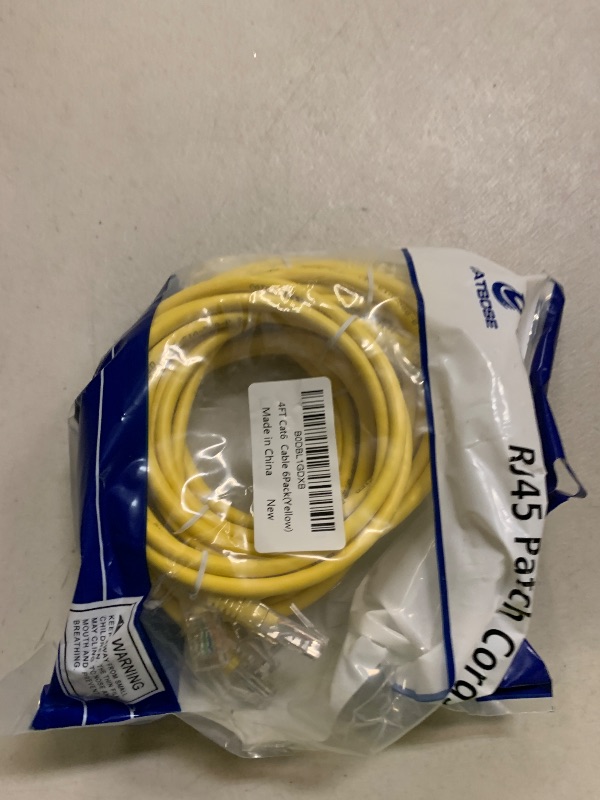 Photo 1 of 4 Feet Cat6 Patch Cable(6 Pack), Solid Pure Copper Patch Cord, Cat 6 Ethernet Cable, UTP Network, High Speed RJ45 Internet Cable, Compatible for Routers, Switches, PC, Servers, PS4/5, Xbox - Yellow