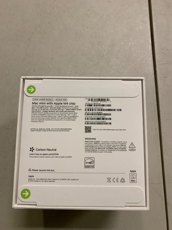 Photo 1 of Apple 2024 Mac mini Desktop Computer with M4 chip with 10?core CPU and 10?core GPU: Built for Apple Intelligence, 24GB Unified Memory, 512GB SSD Storage, Gigabit Ethernet. Works with iPhone/iPad