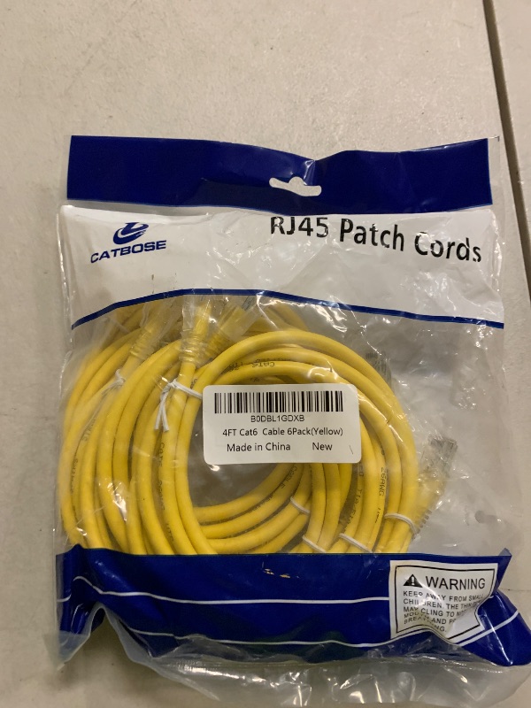 Photo 1 of 4 Feet Cat6 Patch Cable(6 Pack), Solid Pure Copper Patch Cord, Cat 6 Ethernet Cable, UTP Network, High Speed RJ45 Internet Cable, Compatible for Routers, Switches, PC, Servers, PS4/5, Xbox - Yellow