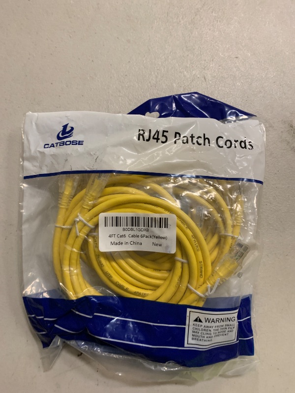 Photo 1 of 4 Feet Cat6 Patch Cable(6 Pack), Solid Pure Copper Patch Cord, Cat 6 Ethernet Cable, UTP Network, High Speed RJ45 Internet Cable, Compatible for Routers, Switches, PC, Servers, PS4/5, Xbox - Yellow