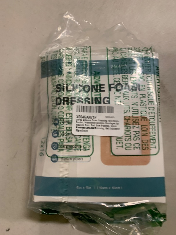 Photo 1 of 20Pcs Silicone Foam Dressing 4x4 Gentle Border, Waterproof Silicone Bandages for Wounds Care, Bed Sore Patches, Super Absorbent Wound Dressing, Self Adhesive Pressure Sore Pads