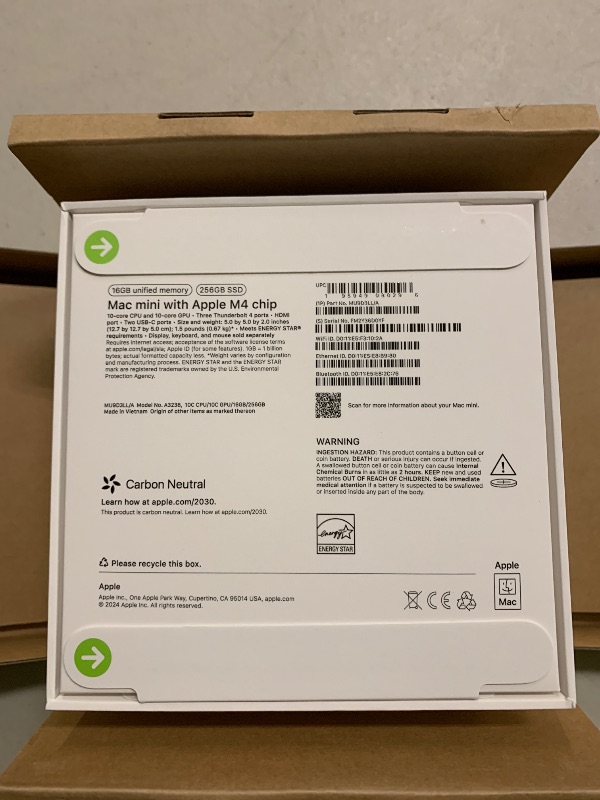 Photo 1 of Apple 2024 Mac mini Desktop Computer with M4 chip with 10?core CPU and 10?core GPU: Built for Apple Intelligence, 16GB Unified Memory, 256GB SSD Storage, Gigabit Ethernet. Works with iPhone/iPad