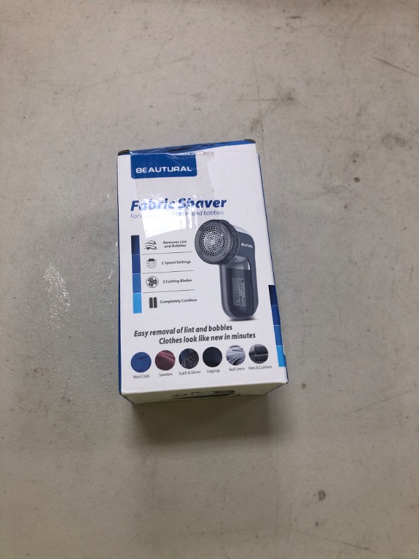 Photo 1 of BEAUTURAL Fabric Shaver and Lint Remover, Sweater Defuzzer with 2-Speeds, 2 Replaceable Stainless Steel Blades, Battery Operated, Remove Clothes Fuzz, Lint Balls, Pills, Bobbles Gray