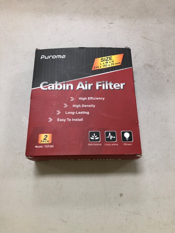Photo 1 of Puroma Cabin Air Filter with Activated Carbon, Replacement for CP285, CF10285, Toyota Camry, RAV4, Highlander, Corolla, 4Runner, Tundra, Prius, Sienna, Lexus, Scion, Subaru, Jaguar (2 pcs)